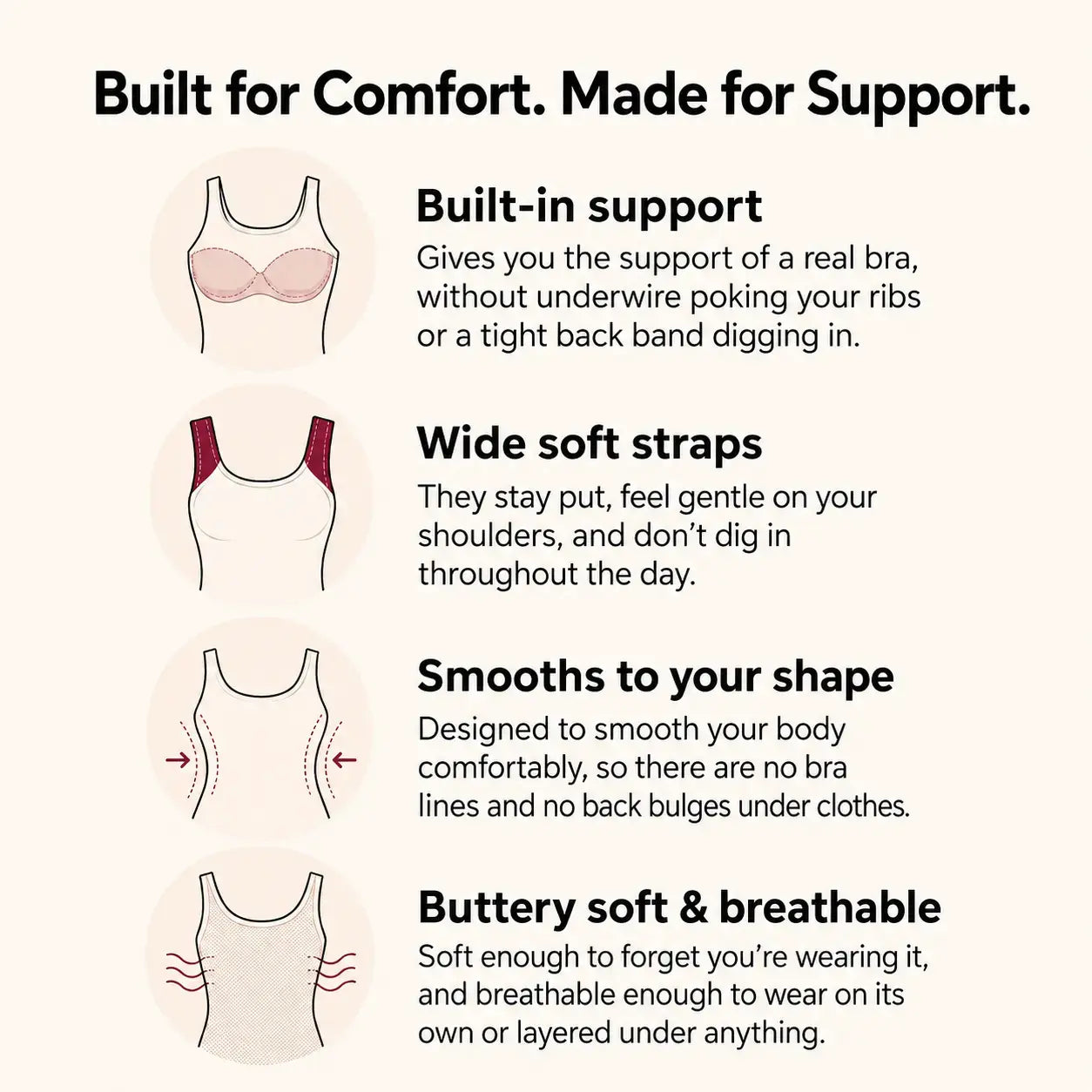 Bluvea Built-In Bra Comfort Shaper Tank